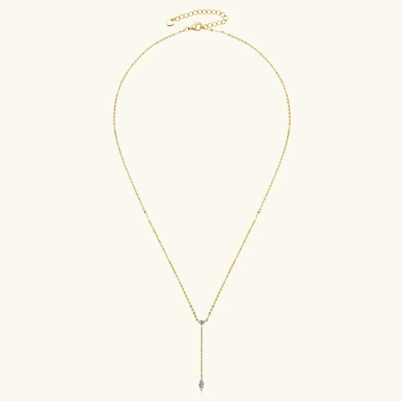 "Dazzling Fusion: Moissanite and Marquise Stone Necklace"