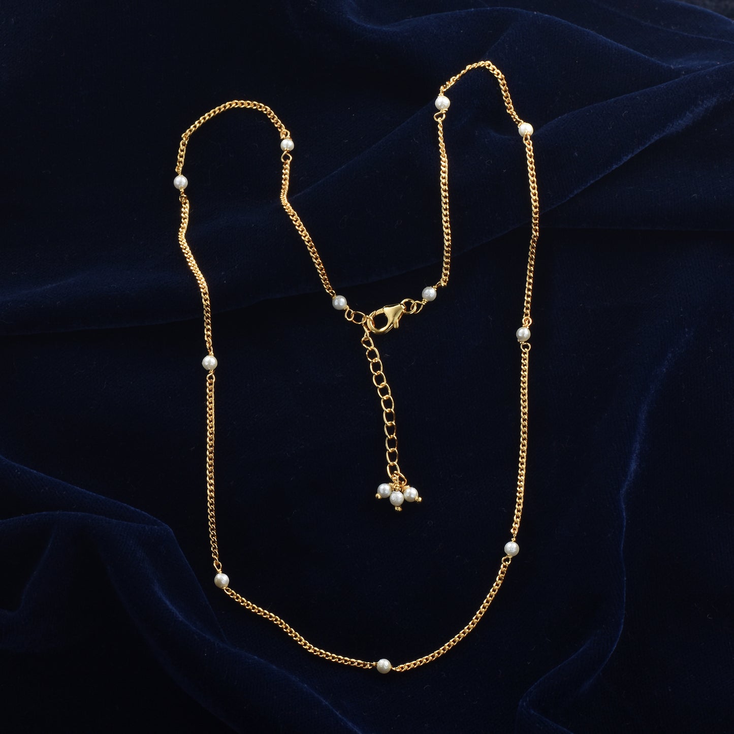 Pure Silver 18k Gold Plated Pearl Chain - Elegant & Luxurious