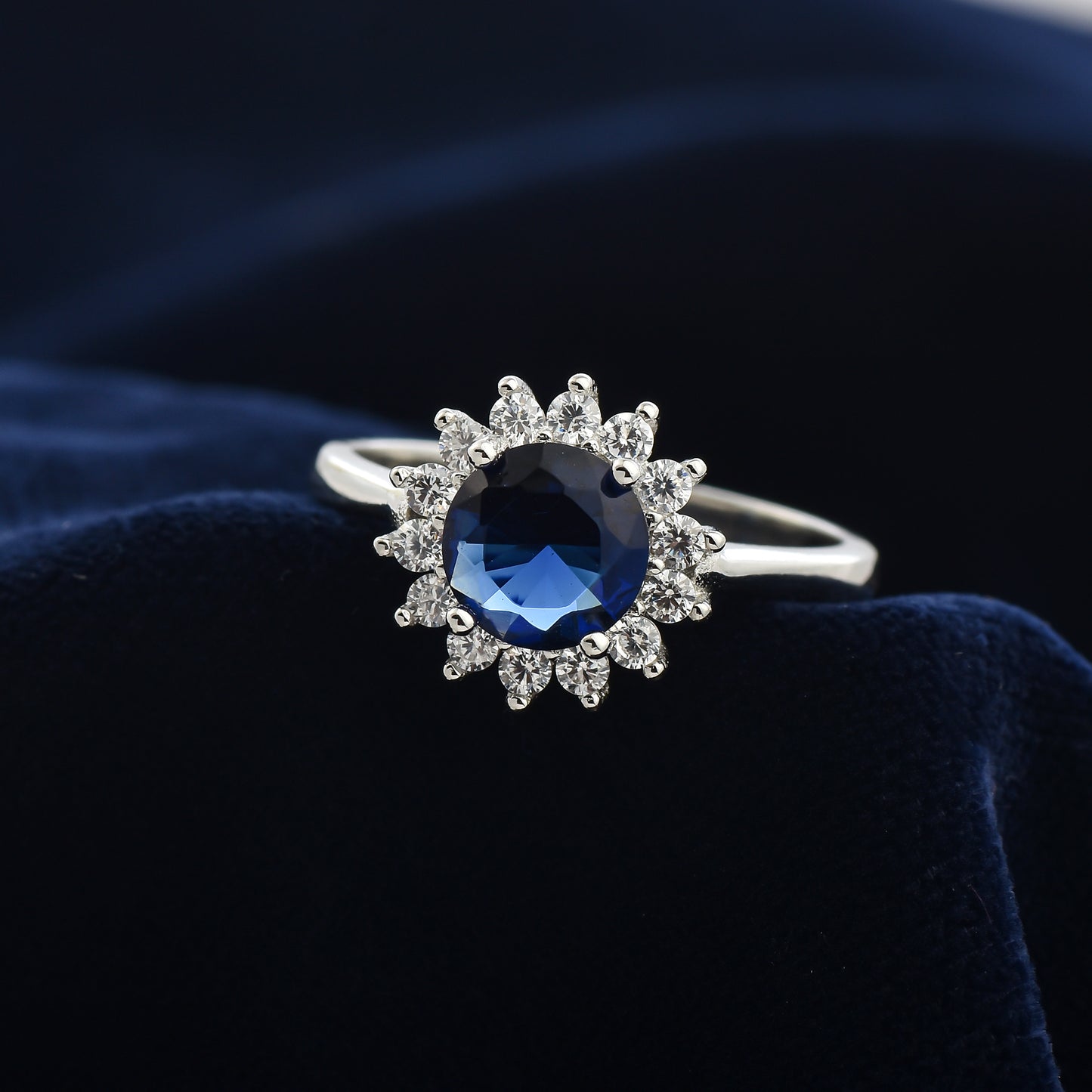 The Silver Celestial Blue Zircon Ring