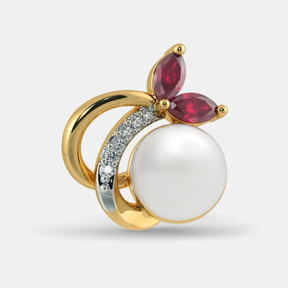 "Radiant Gemstone Stud Earrings: Ruby, Pearl, and Zircon"