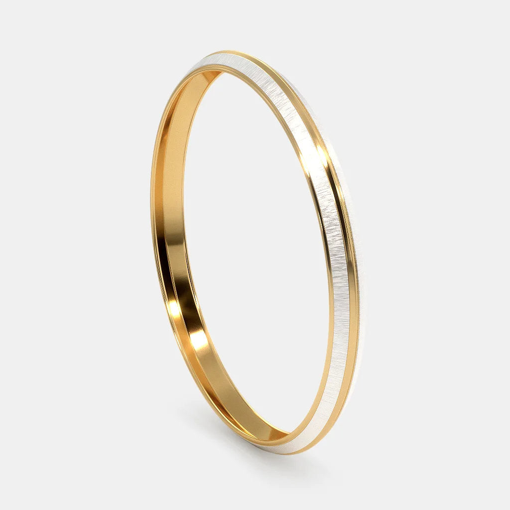 "The Rhodium-Finished Round Kada: Radiant Yellow Gold Elegance"