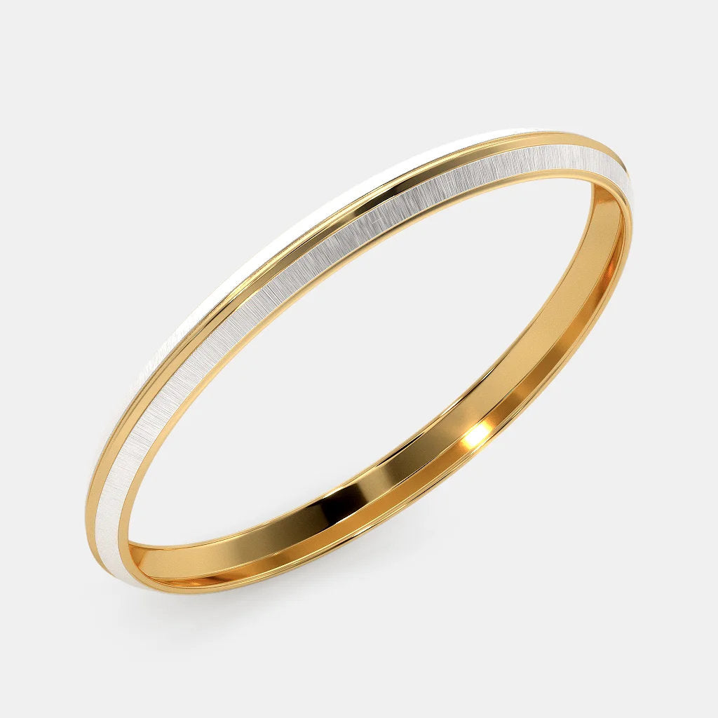 "The Rhodium-Finished Round Kada: Radiant Yellow Gold Elegance"