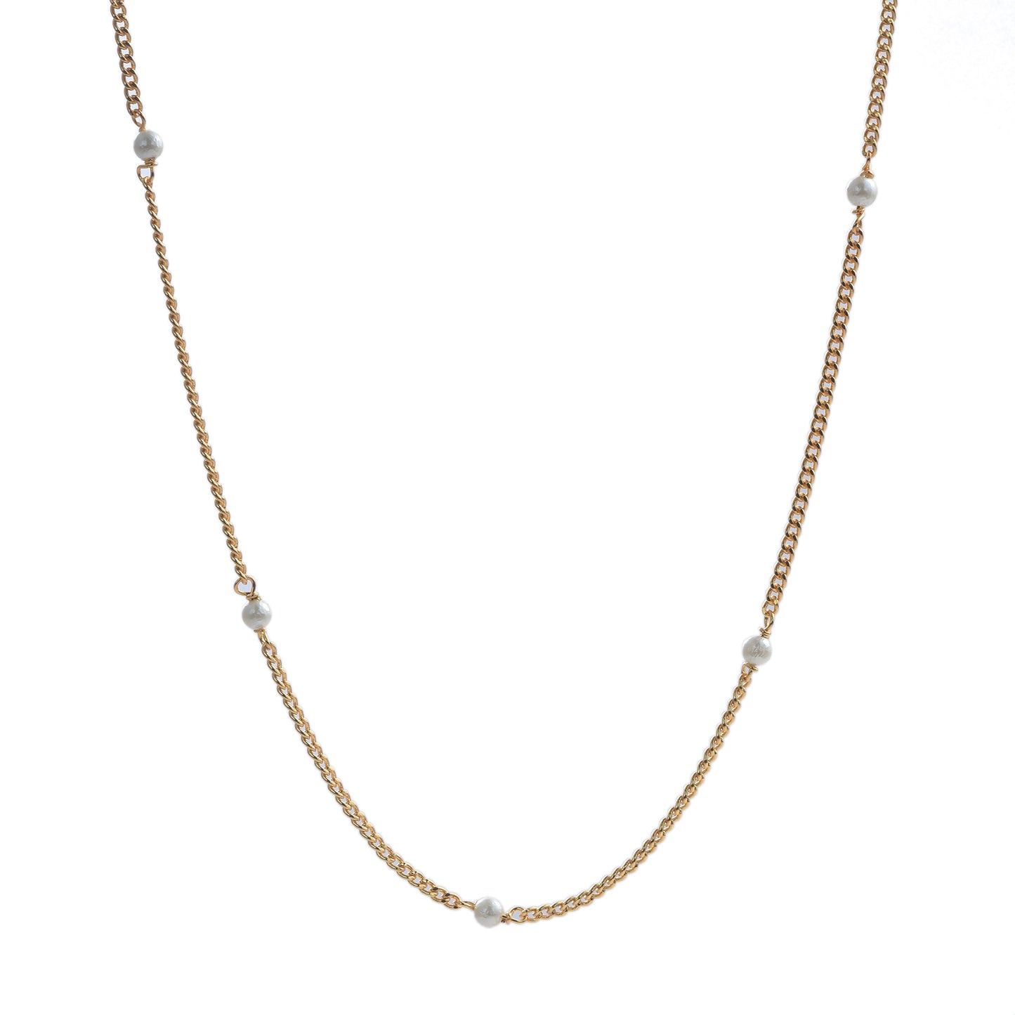 Pure Silver 18k Gold Plated Pearl Chain - Elegant & Luxurious