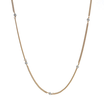 Pure Silver 18k Gold Plated Pearl Chain - Elegant & Luxurious