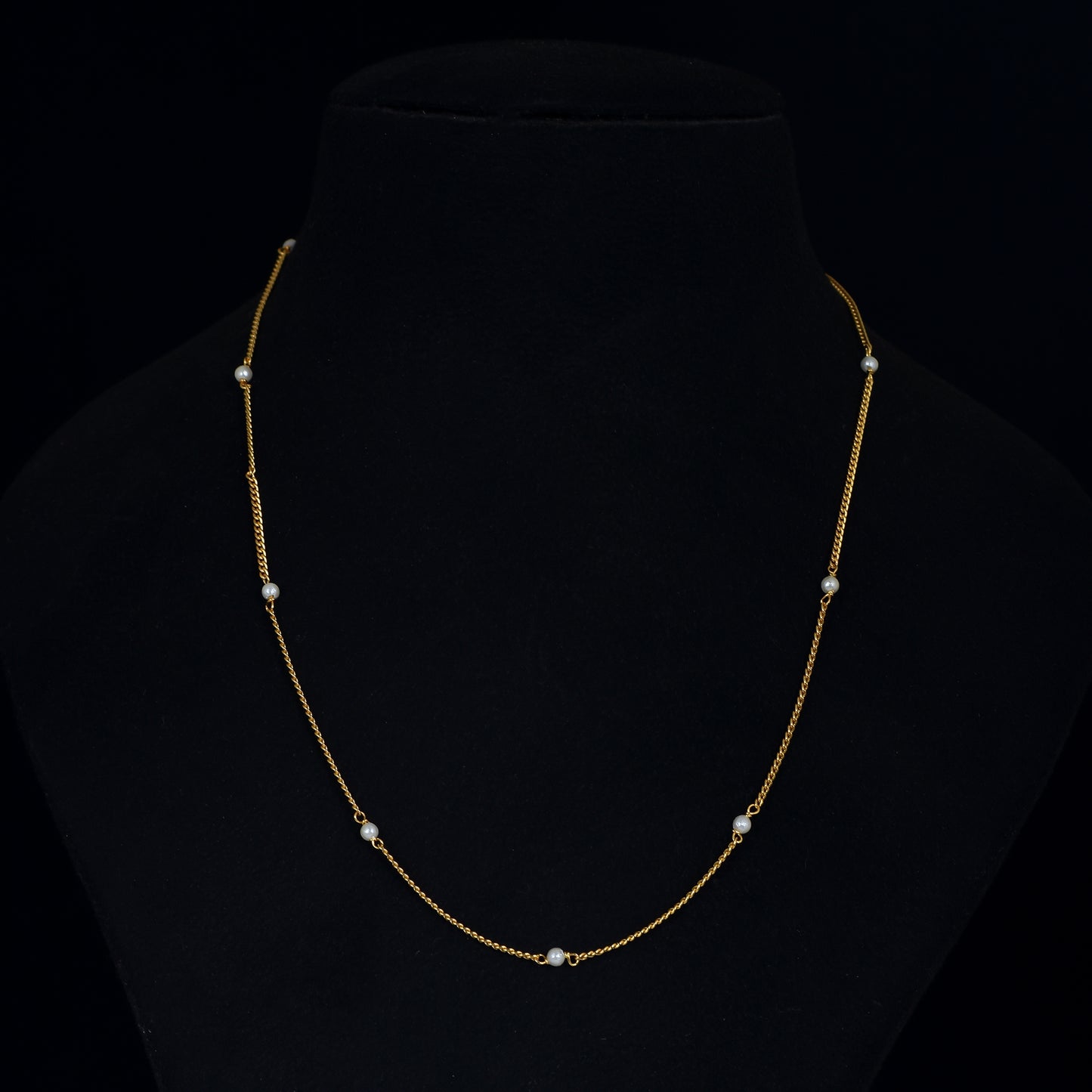 Pure Silver 18k Gold Plated Pearl Chain - Elegant & Luxurious