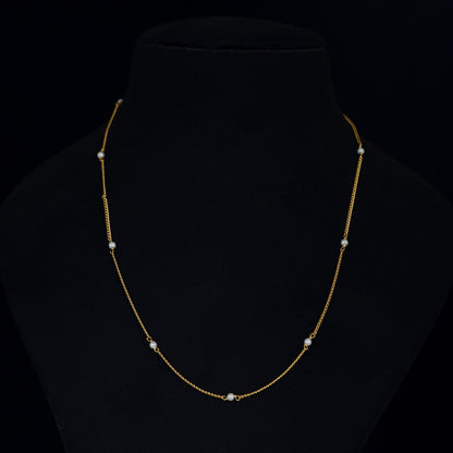Pure Silver 18k Gold Plated Pearl Chain - Elegant & Luxurious