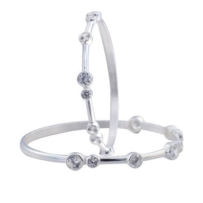 Silver Gleam Zircon Pure Silver Bracelet or Bangle