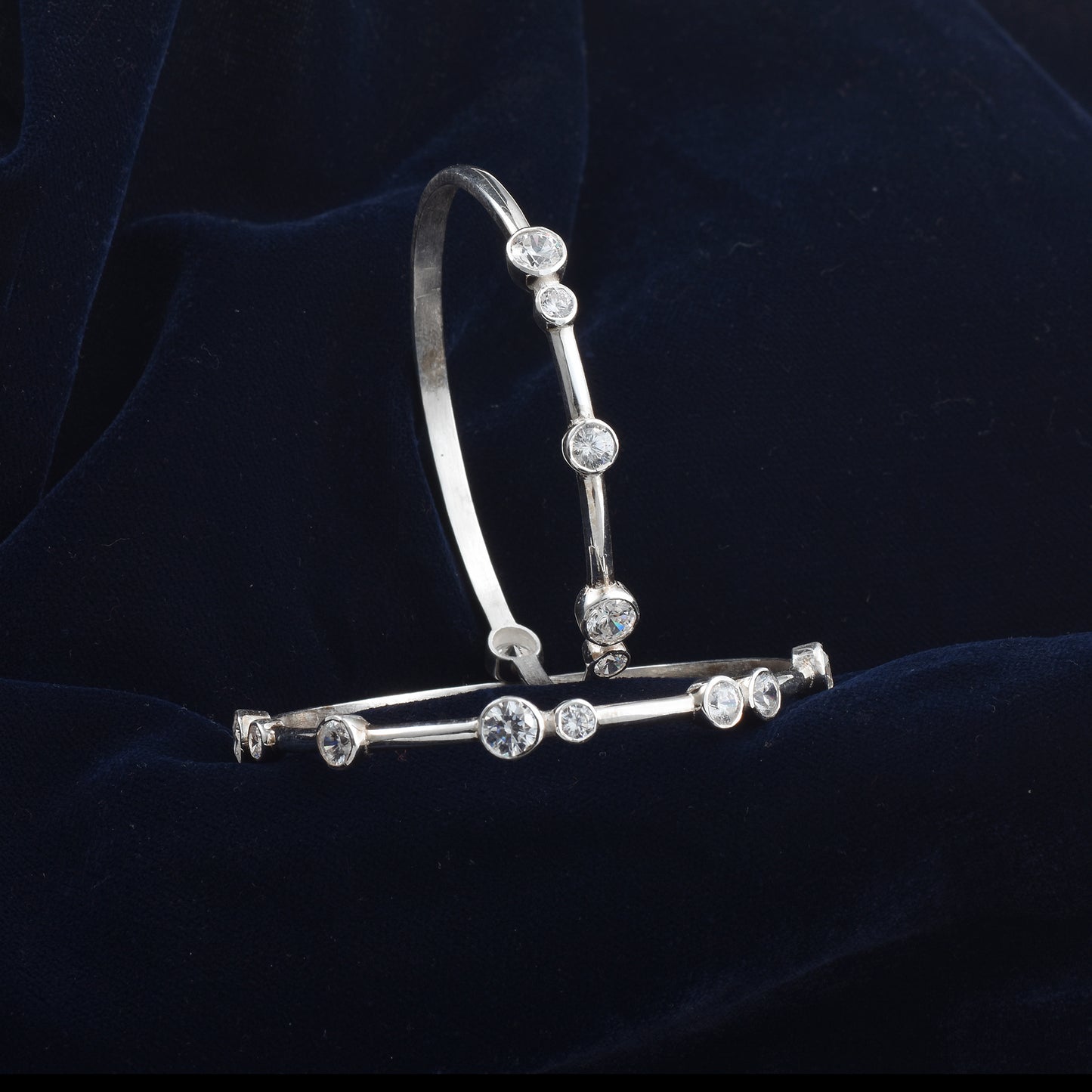 Silver Gleam Zircon Pure Silver Bracelet or Bangle