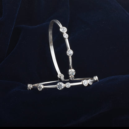 Silver Gleam Zircon Pure Silver Bracelet or Bangle