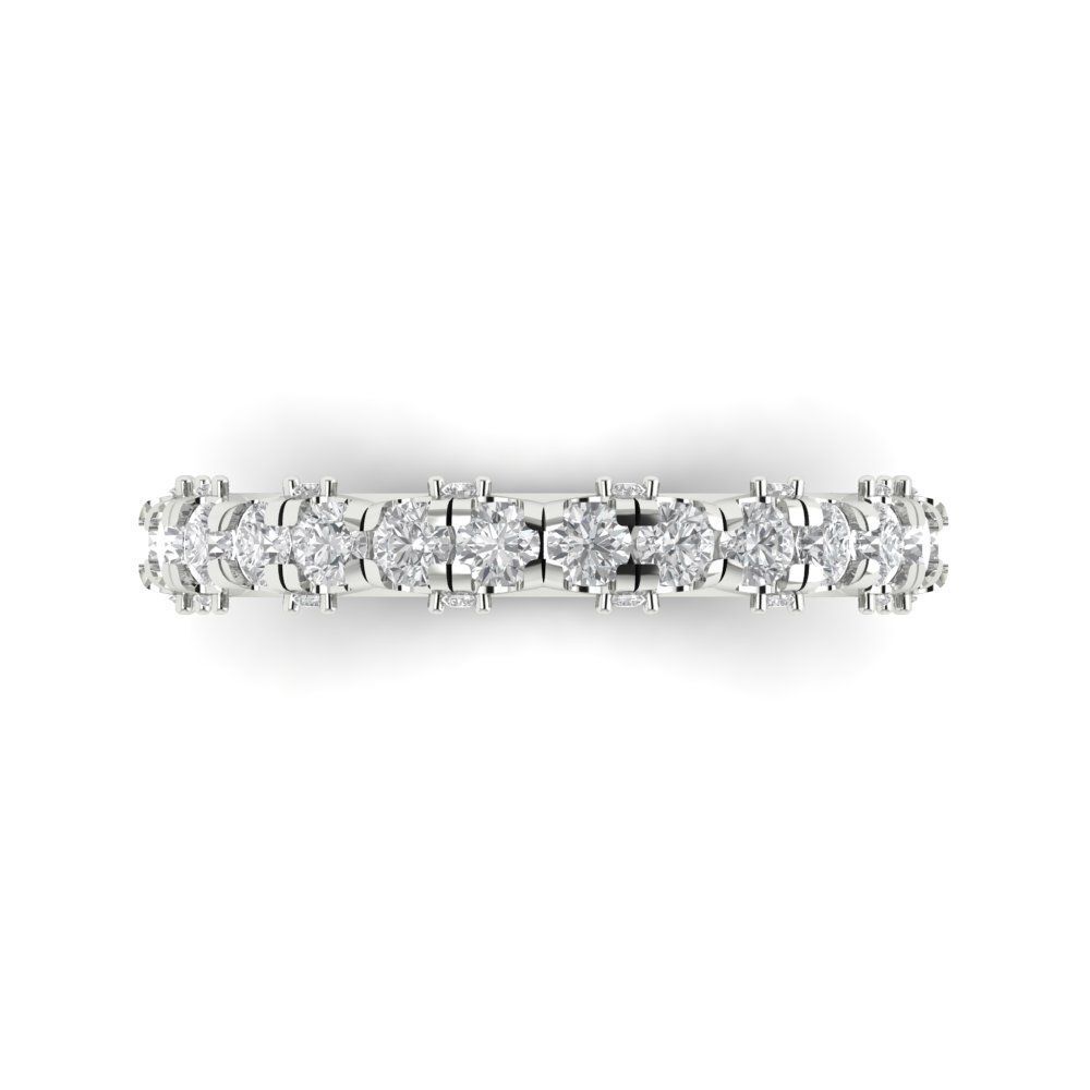 "Stardust Symphony: White Zircon and Moissanite Harmony Ring"