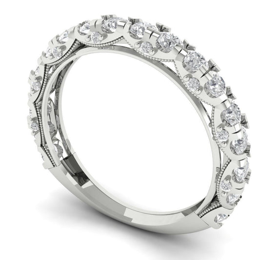 "Stardust Symphony: White Zircon and Moissanite Harmony Ring"