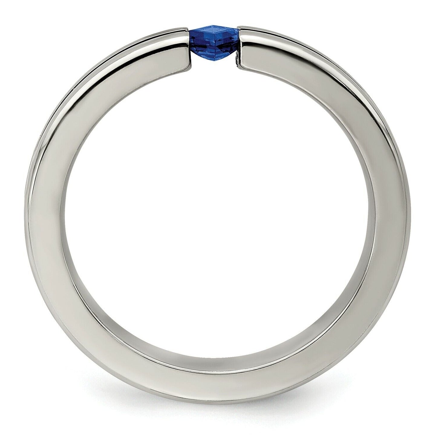 "Sapphire Skyline: Enamel Ring with Zircon Sparkle"