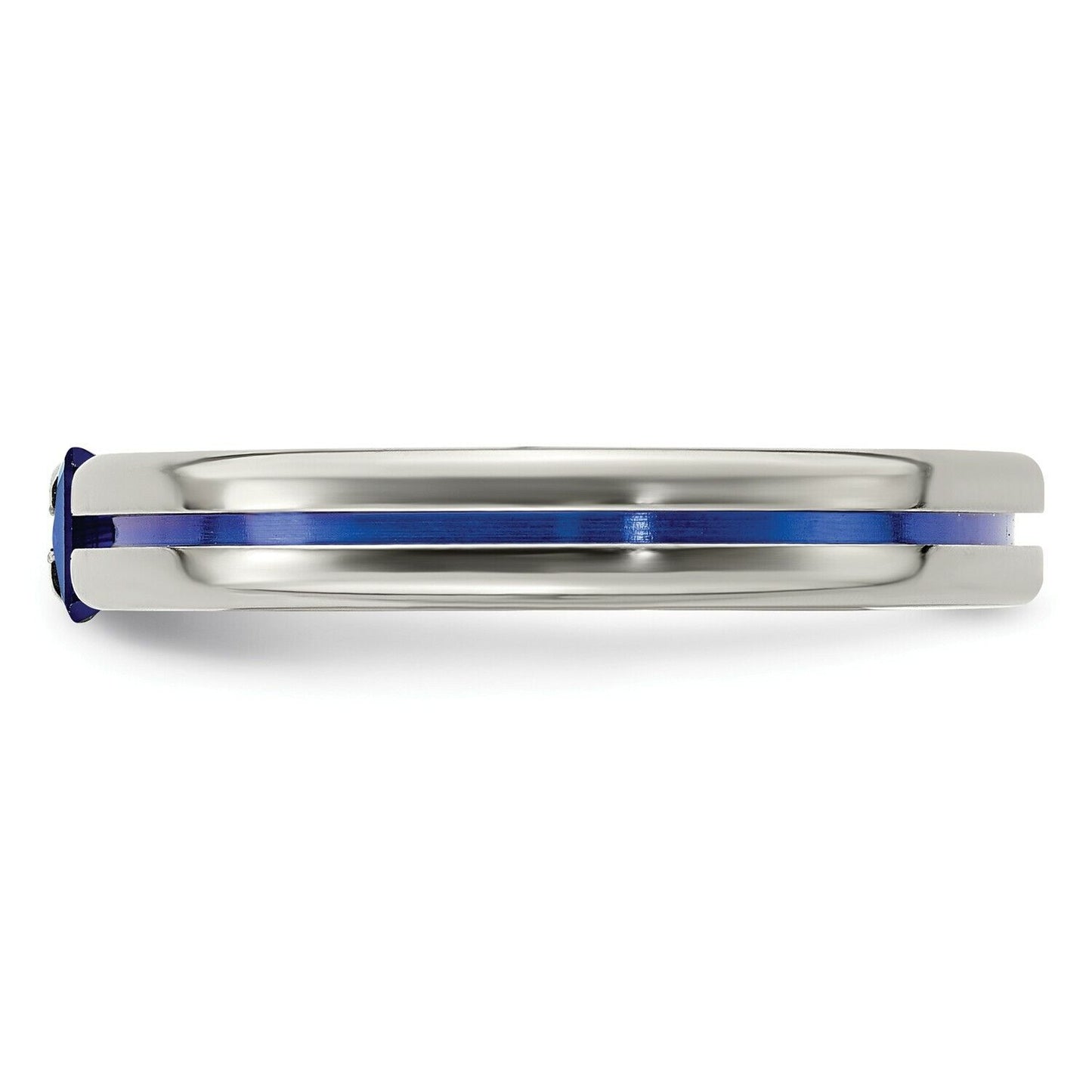 "Sapphire Skyline: Enamel Ring with Zircon Sparkle"