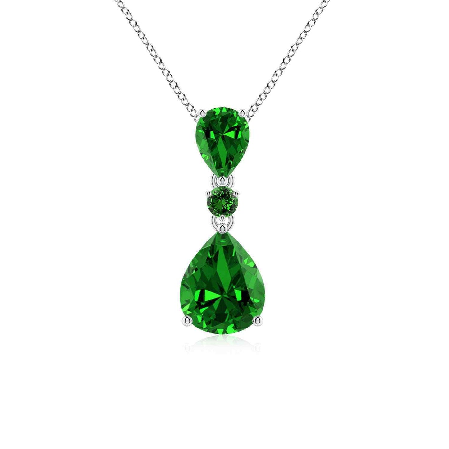 "Emerald Enchantment: Sterling Silver Necklace"