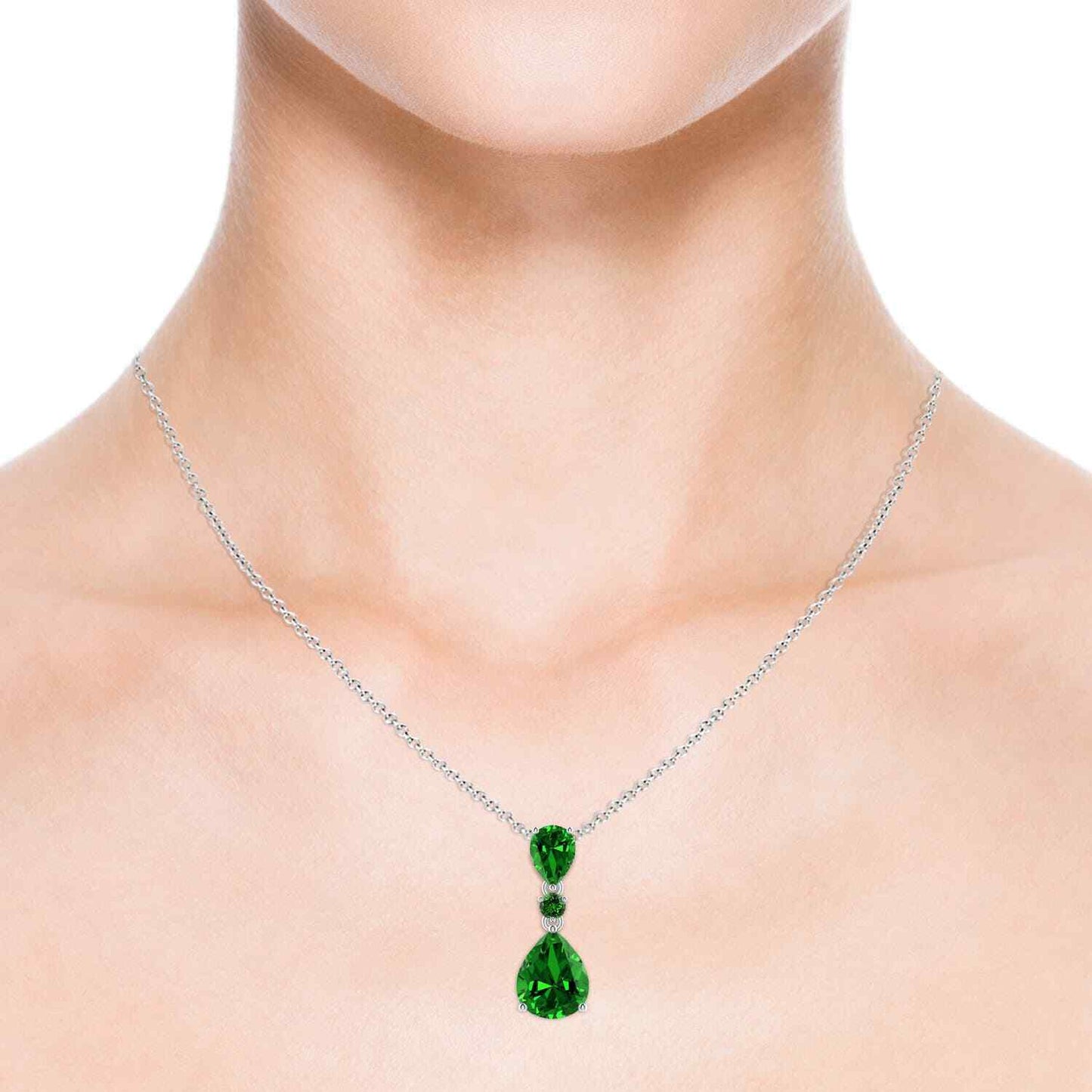 "Emerald Enchantment: Sterling Silver Necklace"