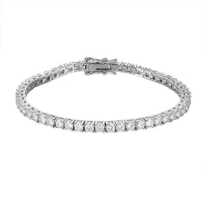 "Dazzling Brilliance: 925 Silver Bracelet with Zircon & Moissanite Gemstones"