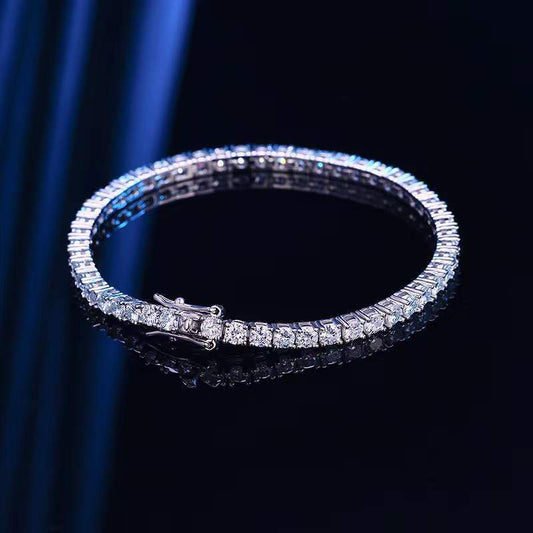 "Dazzling Brilliance: 925 Silver Bracelet with Zircon & Moissanite Gemstones"