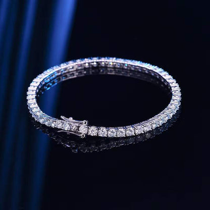 "Dazzling Brilliance: 925 Silver Bracelet with Zircon & Moissanite Gemstones"