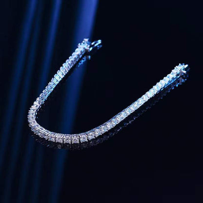 "Dazzling Brilliance: 925 Silver Bracelet with Zircon & Moissanite Gemstones"