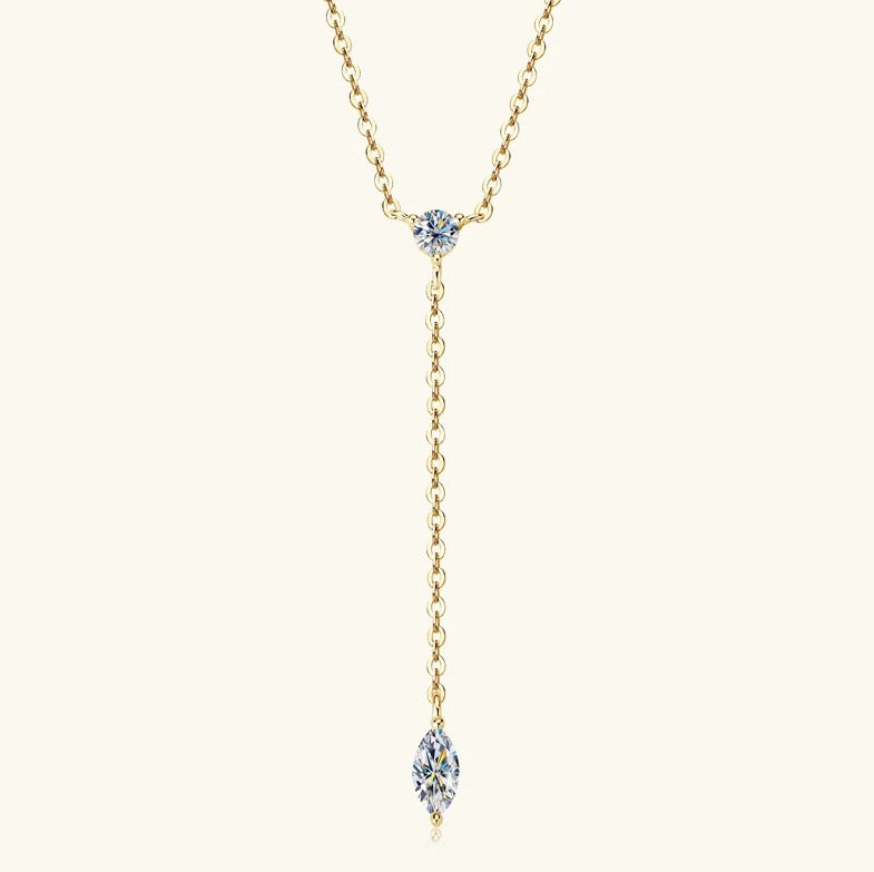 "Dazzling Fusion: Moissanite and Marquise Stone Necklace"