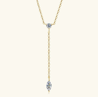 "Dazzling Fusion: Moissanite and Marquise Stone Necklace"