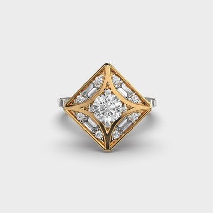 "Square Serenity: White Zircon and Moissanite Radiance"