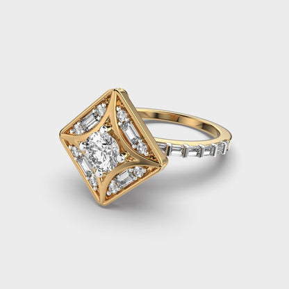 "Square Serenity: White Zircon and Moissanite Radiance"