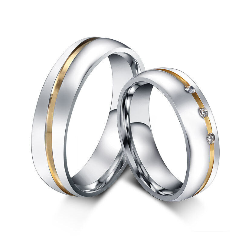 "Duet Radiance: Two-Tone Moissanite Love Bands"