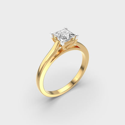 "Square Serenity: White Zircon and Moissanite Statement Ring"