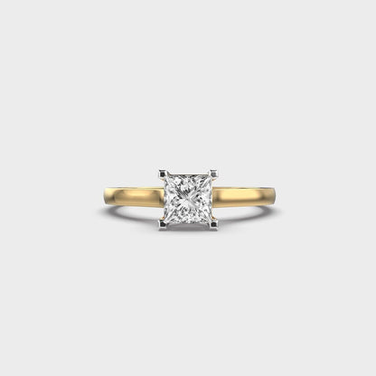 "Square Serenity: White Zircon and Moissanite Statement Ring"