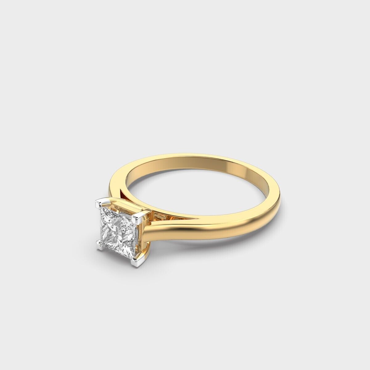 "Square Serenity: White Zircon and Moissanite Statement Ring"