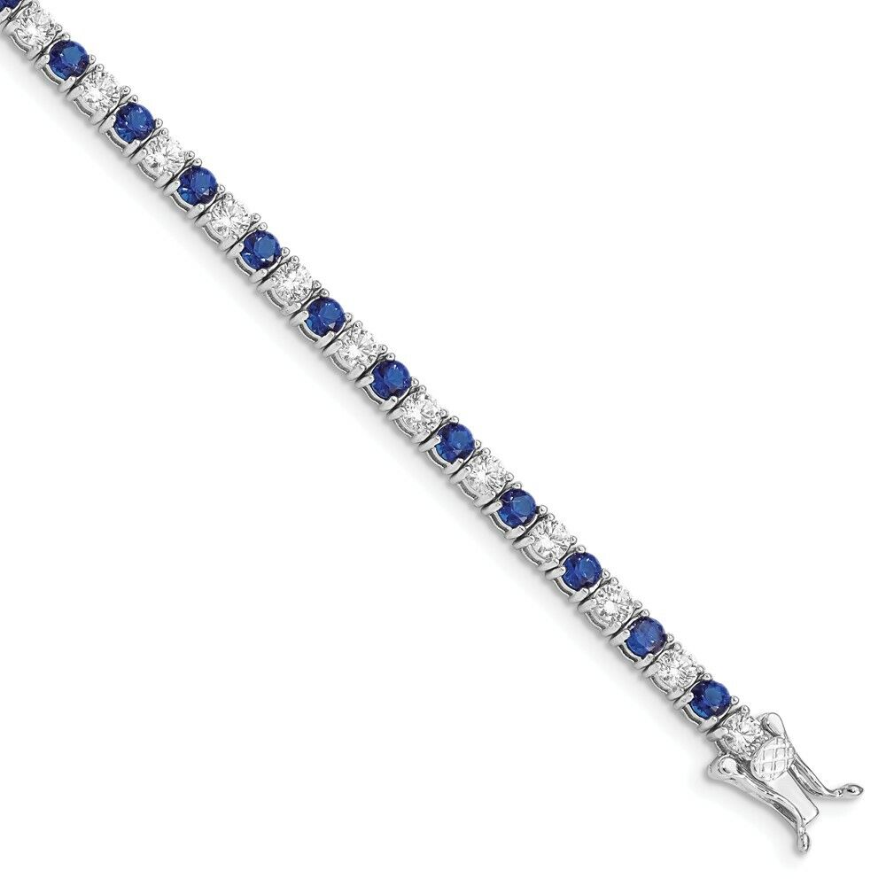 "Ethereal Elegance: Blue Sapphire and White Zircon 925 Silver Bracelet"