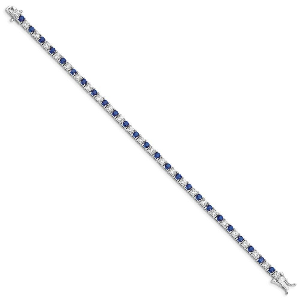 "Ethereal Elegance: Blue Sapphire and White Zircon 925 Silver Bracelet"