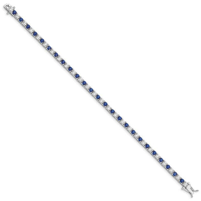 "Ethereal Elegance: Blue Sapphire and White Zircon 925 Silver Bracelet"