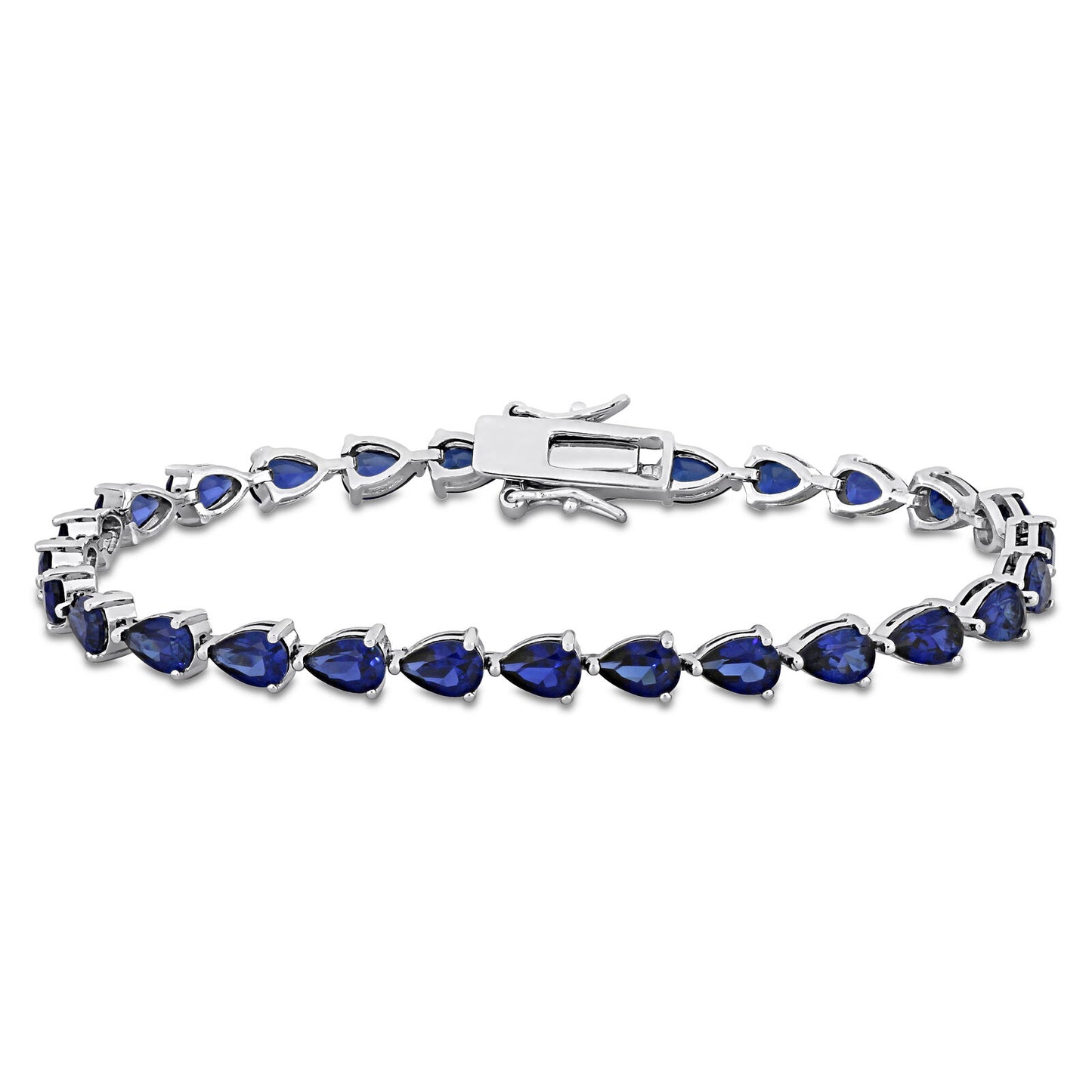 "Dazzling Dreams: Silver Bracelet with Blue Sapphire and Zircon"