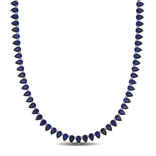 "Dazzling Azure: Exquisite 925 Silver Necklace with Blue Sapphire and Zircon"