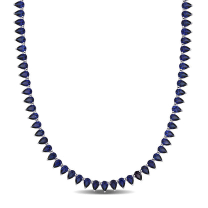 "Dazzling Azure: Exquisite 925 Silver Necklace with Blue Sapphire and Zircon"