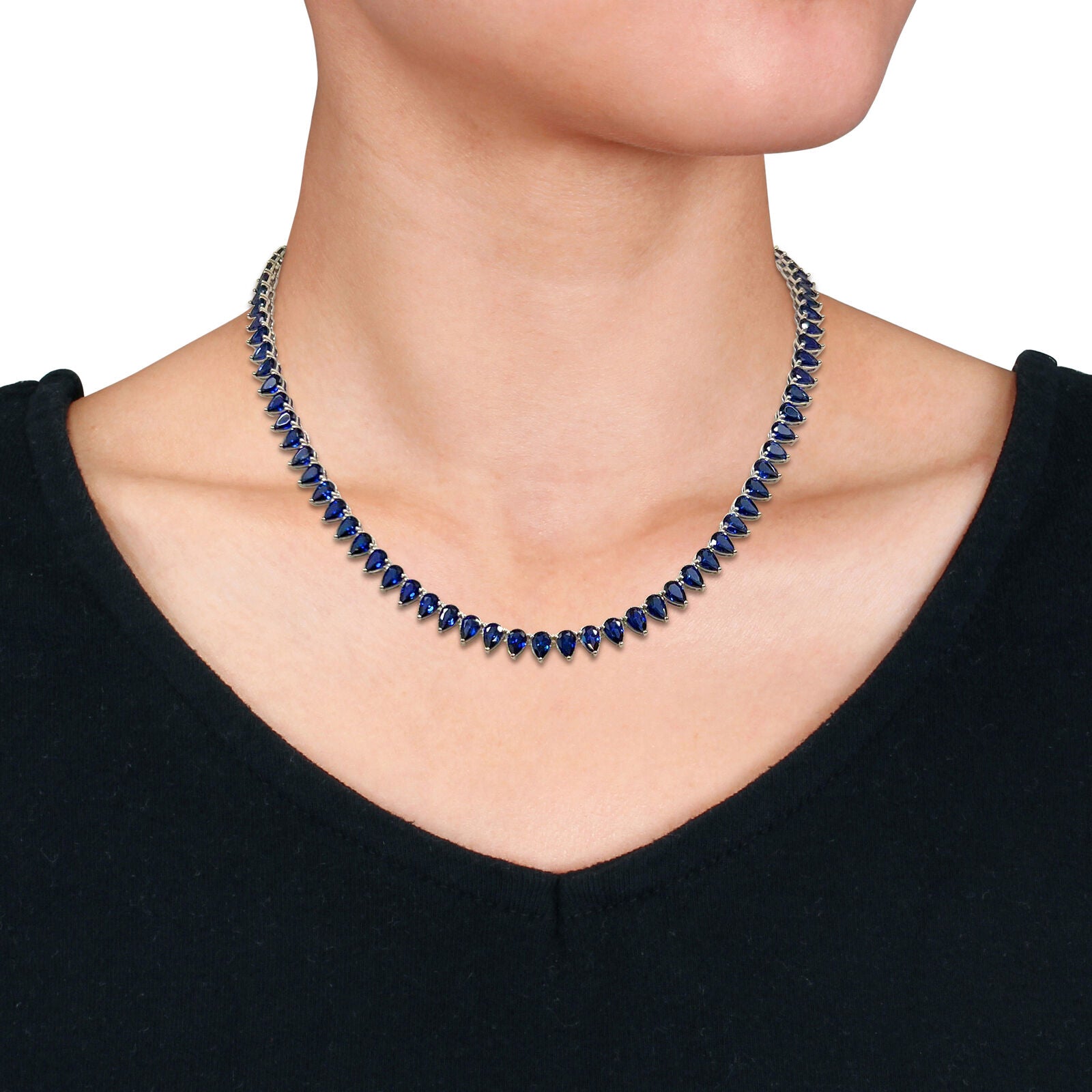 Dazzling Azure: Exquisite 925 Silver Necklace with Blue Sapphire