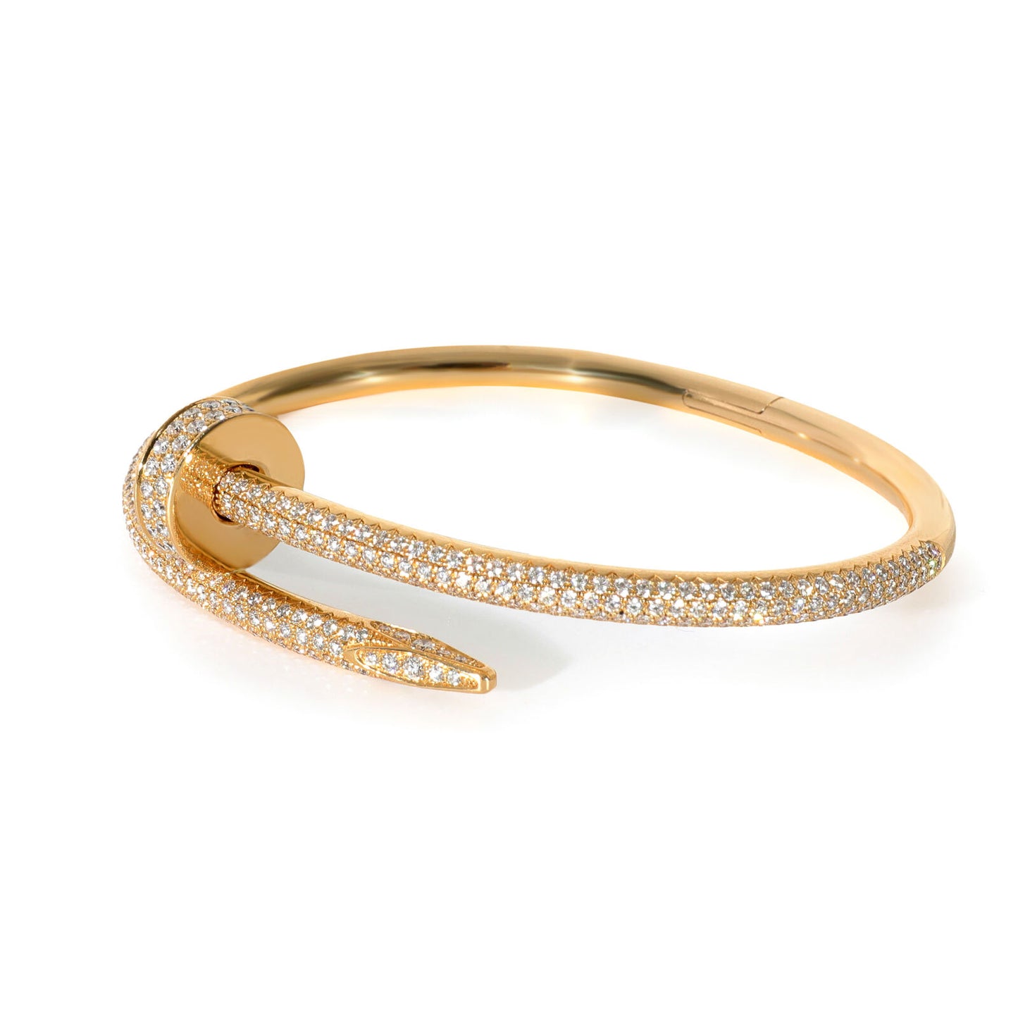 "The round bangle adorned with a sparkling zircon stone."