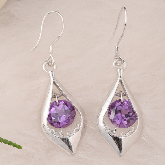 "Royal Amethyst Drops: 4.20cm Earrings"