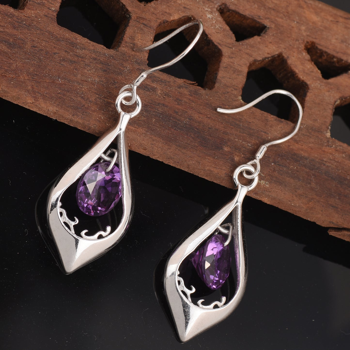 "Royal Amethyst Drops: 4.20cm Earrings"