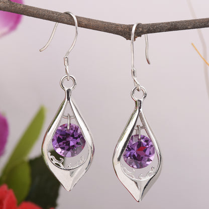 "Royal Amethyst Drops: 4.20cm Earrings"