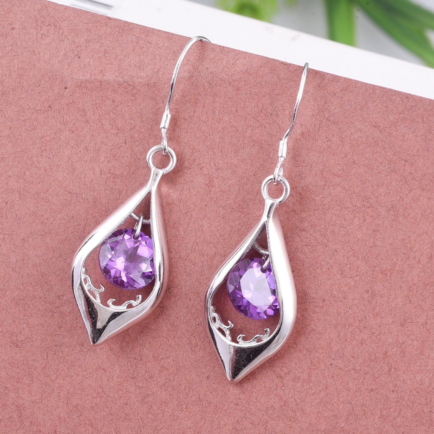 "Royal Amethyst Drops: 4.20cm Earrings"