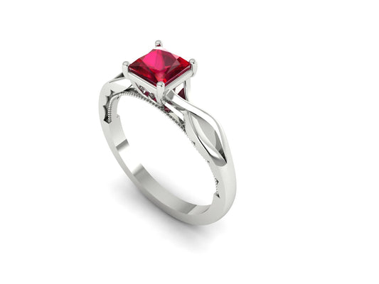 "Garnet Glamour: Square Cut Garnet Stone Ring"