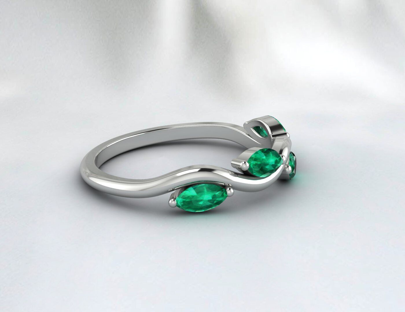 "The Regal Green: An Emerald and Zircon Gemstone Ring"