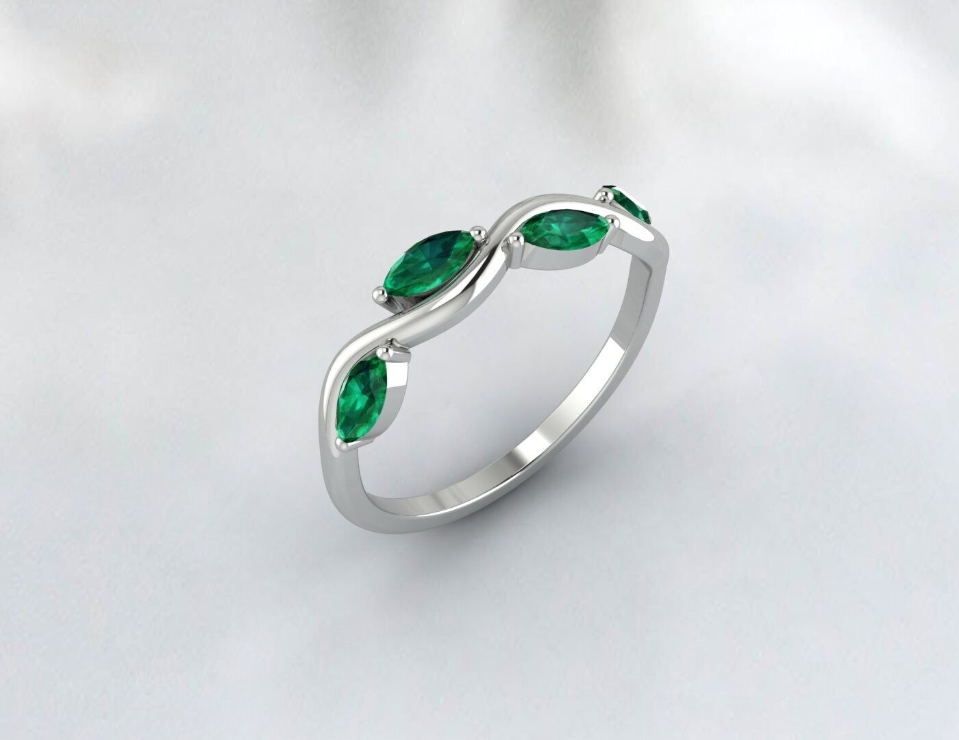 "The Regal Green: An Emerald and Zircon Gemstone Ring"